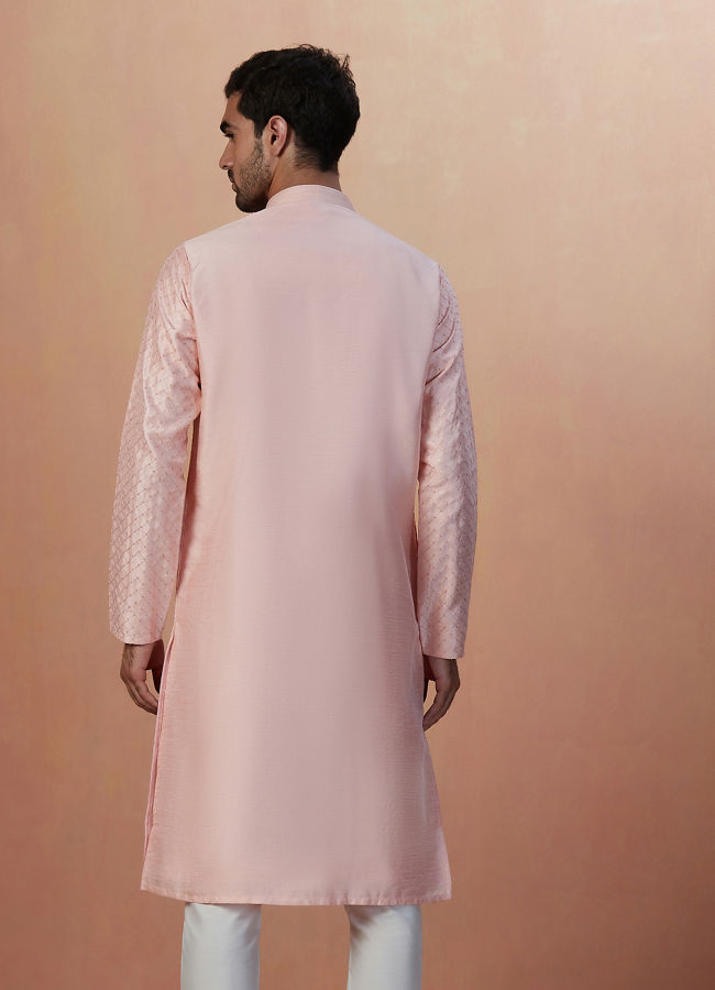 Light Pink Sequins Kurta Pajama image number 3